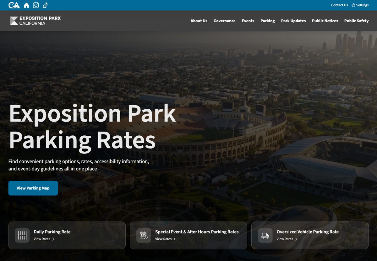 Exposition Park · Los Angeles website homepage