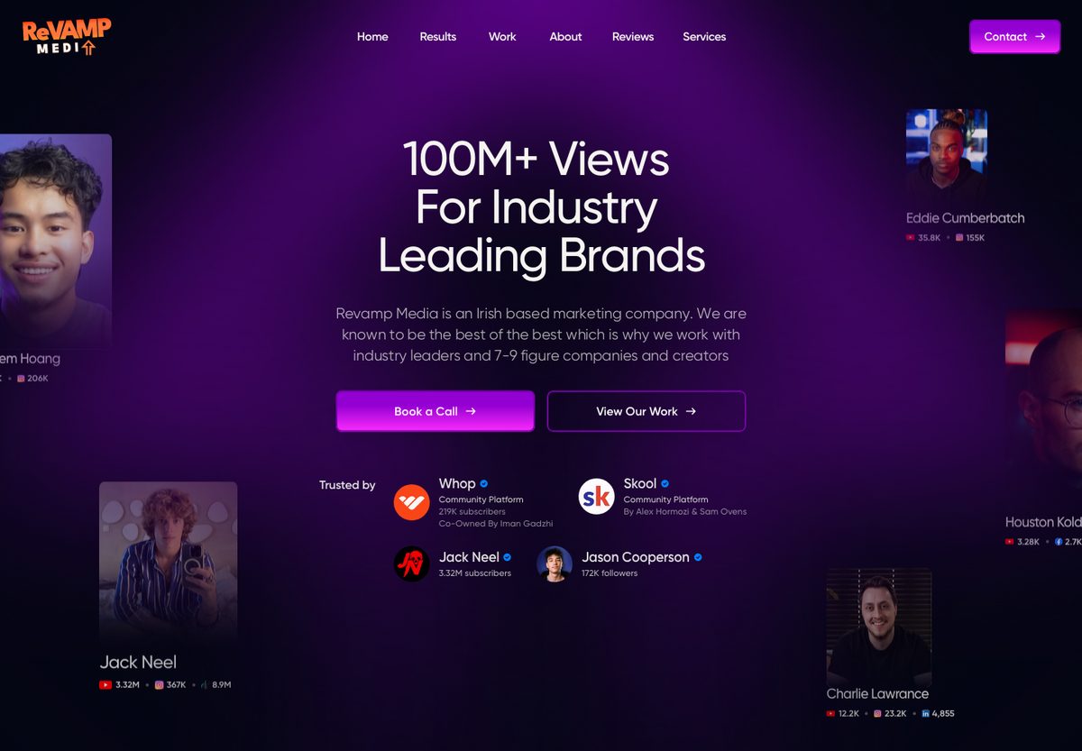ReVAMP Media · Marketing agency website homepage